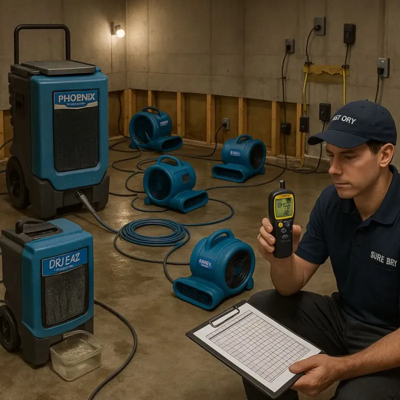 Structural Drying and Dehumidification process in Andover, MN